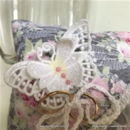 Ringkussen romantische grijs roze rozen vlinder ringpillow Ringkussen romantische grijs roze rozen vlinder ringpillow